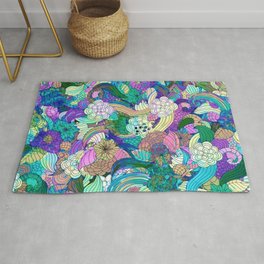 Colorful Wild Flowers Collage Rug