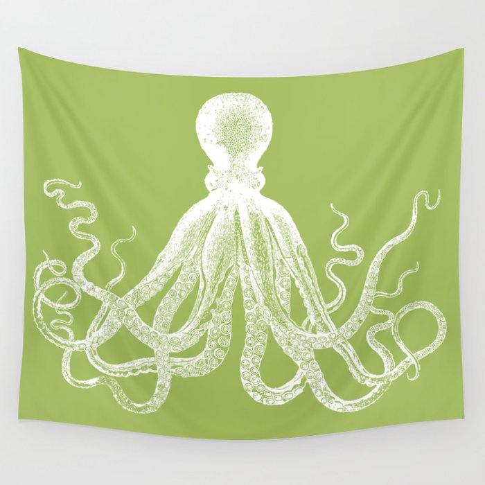 Octopus in Spring Green Wall Tapestry