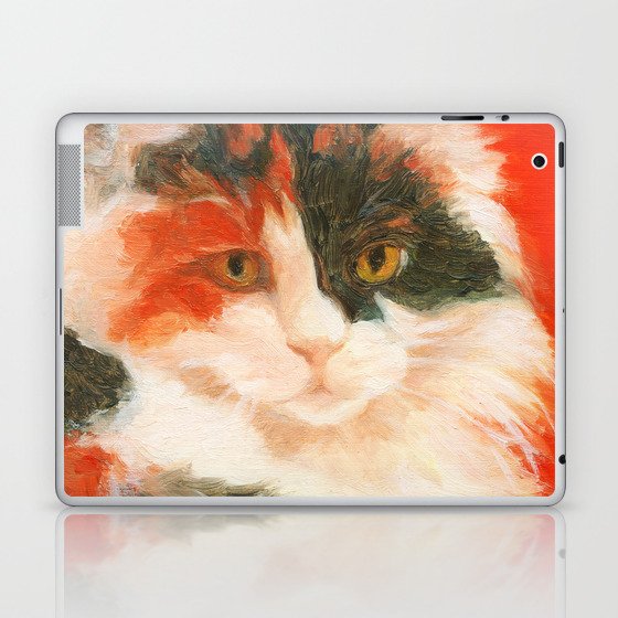 Classical calico cat portrait oil painting Laptop & iPad Skin