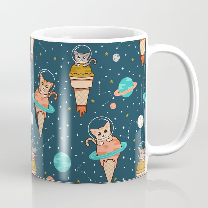 Cats Floating on Ice Cream in Space Coffee Mug