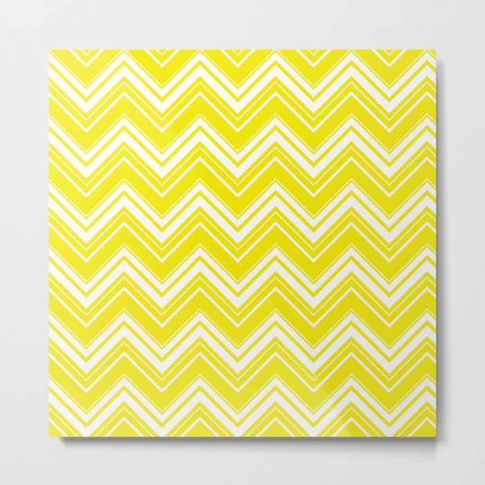 Sunny Yellow Chevron pattern - Mix & Match with Simplicity of Life Metal Print