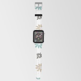 Aquaverde Floral Pattern Brown Soft Blue Green on White Apple Watch Band