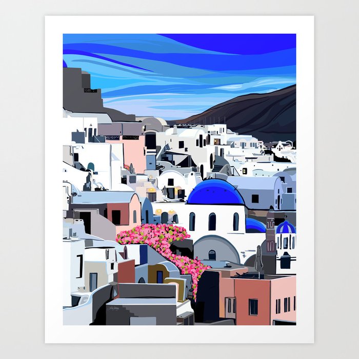 A day in Santorini, Greece Art Print