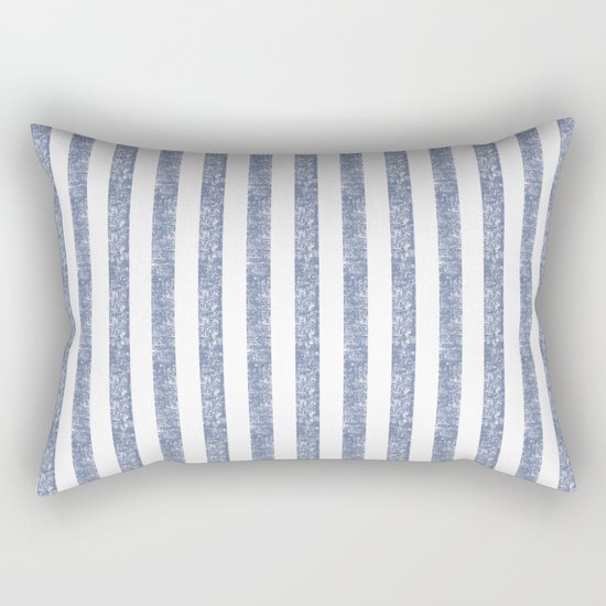 Maritime Beach Pattern- Blue and White Stripes- Vertical - Rectangular Pillow
