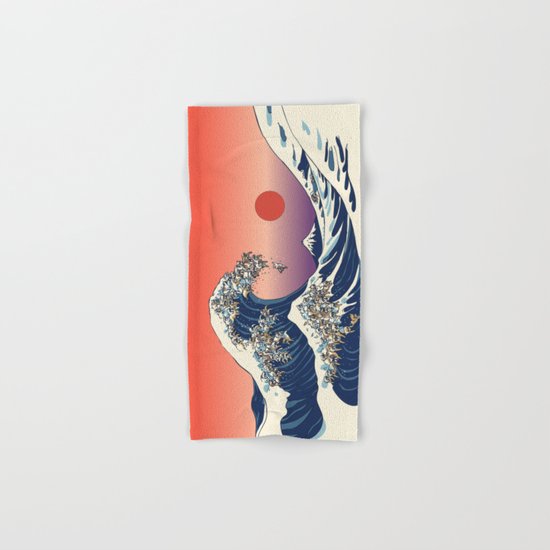 The Great Wave of English Bulldog Hand & Bath Towel