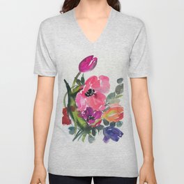 fresh anemone bouquet V Neck T Shirt