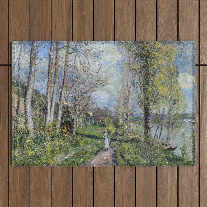 Alfred Sisley - Banks of the Seine at By Outdoor Rug