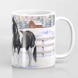 Black Pinto Horse Family Paint Horses In Snow Mug