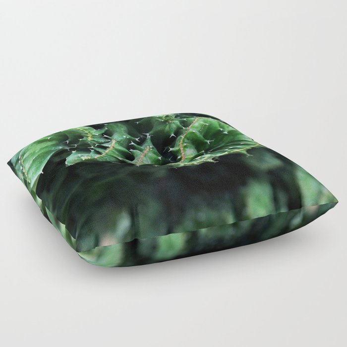 Emerald green Cactus Botanical Photography, Nature, Macro, Floor Pillow