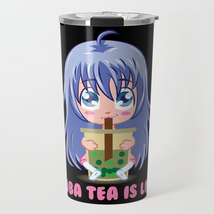 Japanese Anime Girl Manga Boba Tea Gift Travel Mug By Binutz