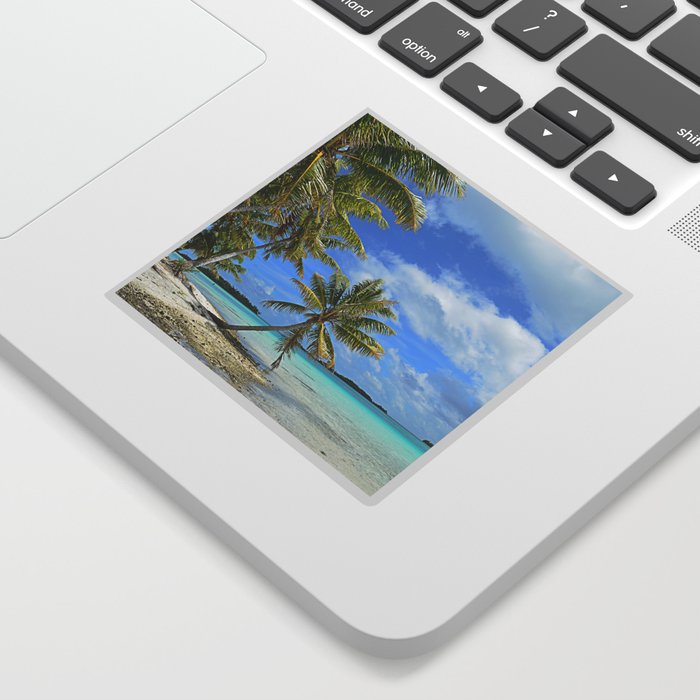 Tropical palm beach in the Pacific Sticker