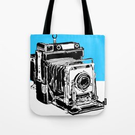 Vintage Graphex Camera Pop Art print in electric blue Tote Bag