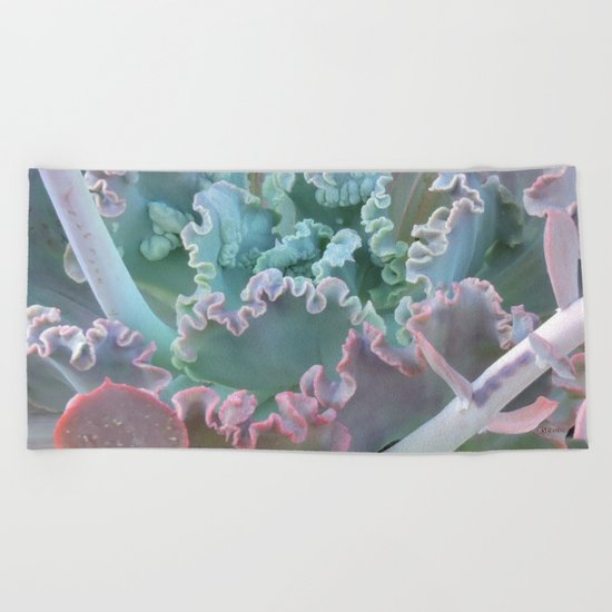 Succulent in the Sand Beach Towel