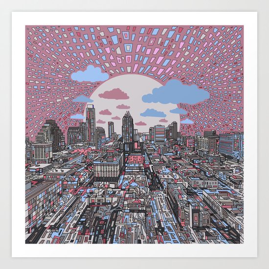 austin texas city skyline Art Print