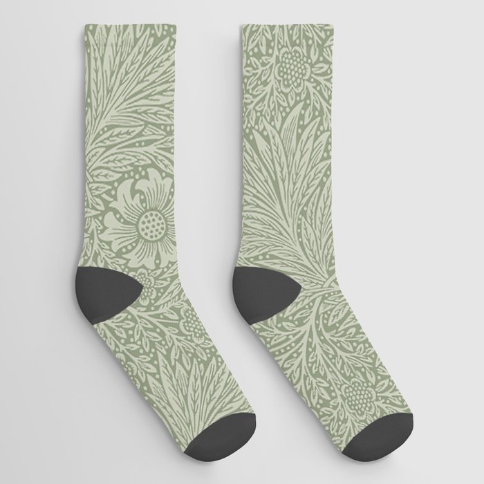 William Morris Marigold Sage Green Socks