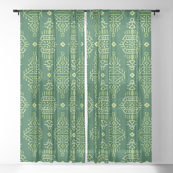 vintage Seamless Pattern in Ethnic Style. Creative tribal endless ornament. Trendy hand drawn boho tile.  Sheer Curtain