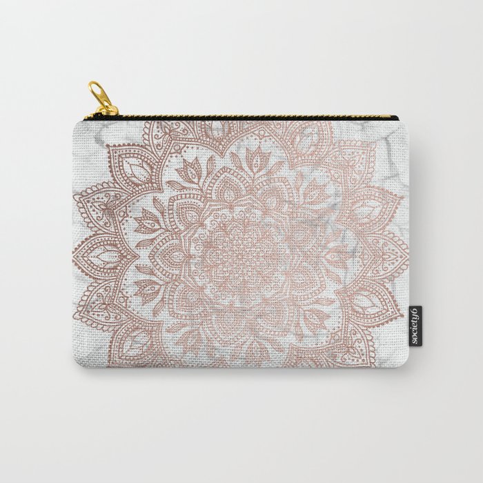 Boho Mandala - Rosegold on Marble Carry-All Pouch