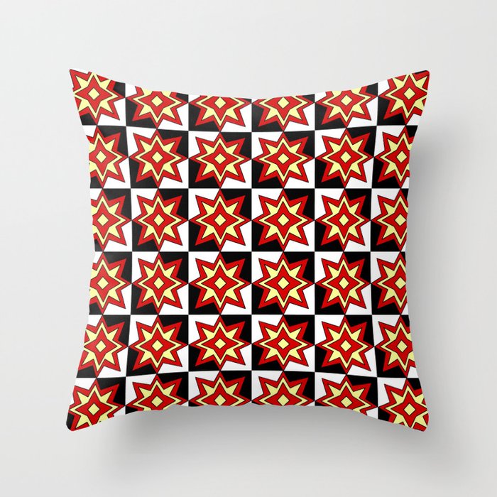 symmetric patterns 95- red star Throw Pillow