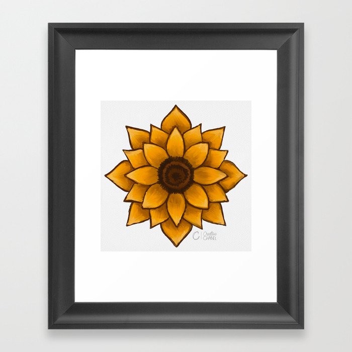 Symmetrical Sunflower Framed Art Print