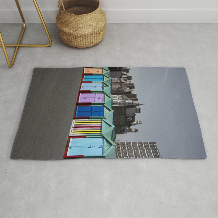 Colorful beach huts Rug by DRIKA Society6