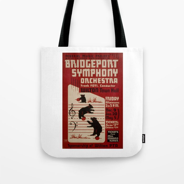 Federal Music Project Bridgeport - Retro Vintage Music Symphony Bears Tote Bag