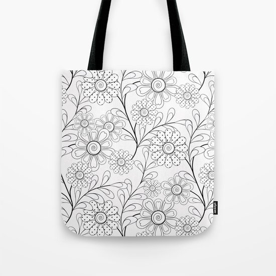 .Floral pattern on a white background. Tote Bag