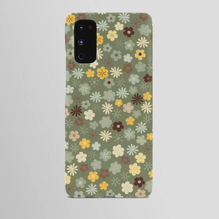 Small boho florals on green  Android Case