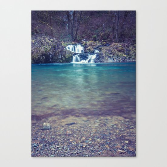Teal Blue Waterfall Cove Canvas Print