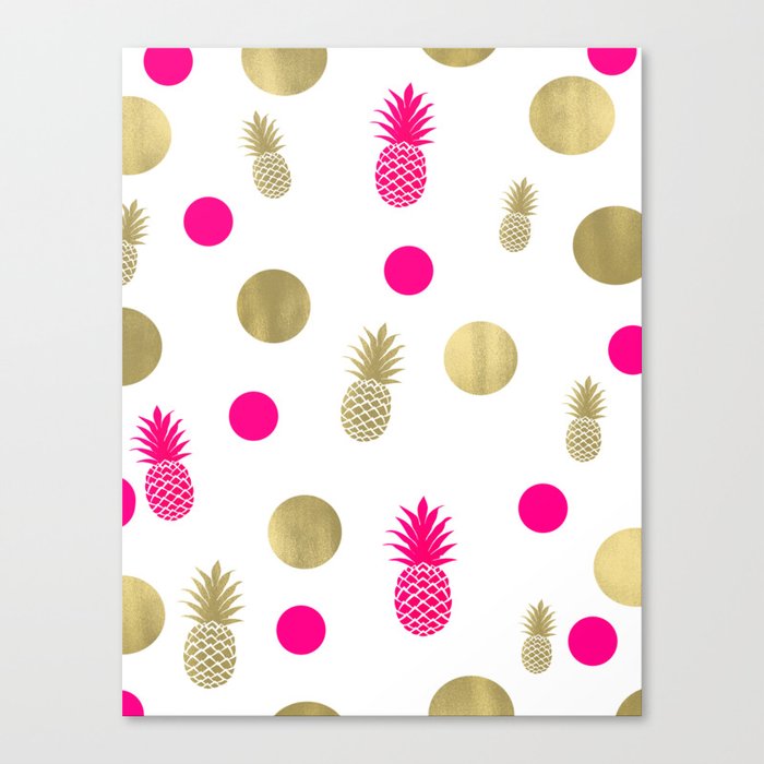 Hot Pink & Gold Pineapples Canvas Print by Christyne Society6