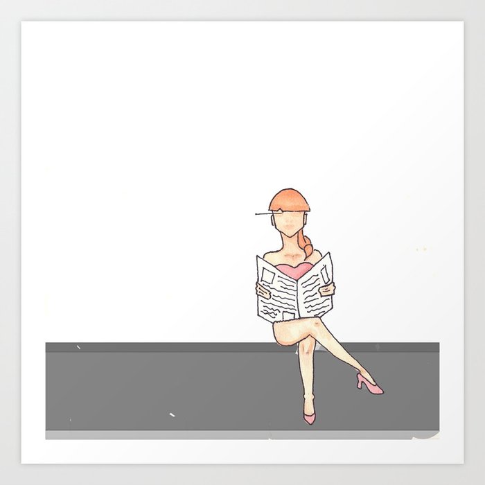 Girl Reading the Paper Art Print