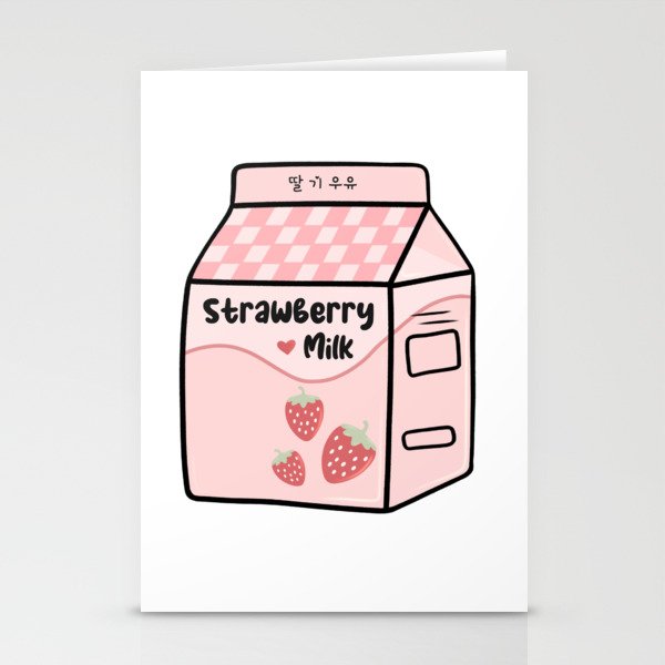 Strawberry Milk - Kawaii Milk Carton Stationery Cards