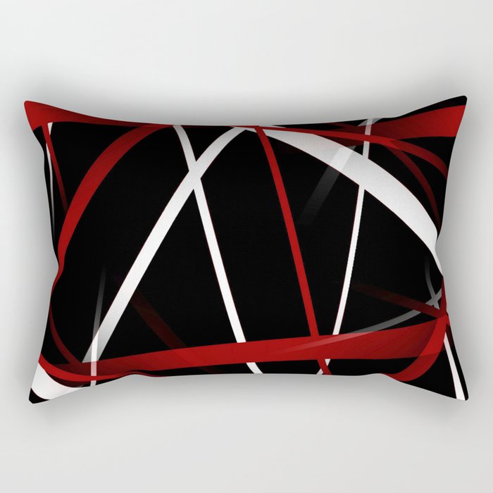 Seamless Red and White Stripes on A Black Background Rectangular Pillow