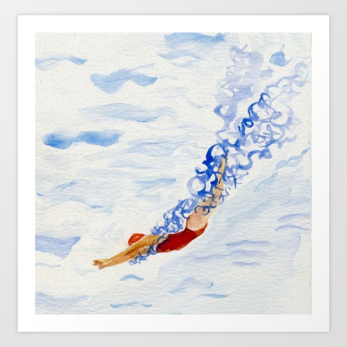 Swimmer - diving Art Print