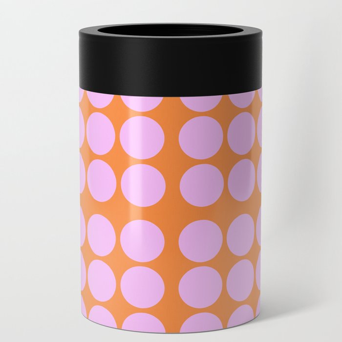 Pink On Orange Polka Dots Retro Modern Abstract Pattern Can Cooler