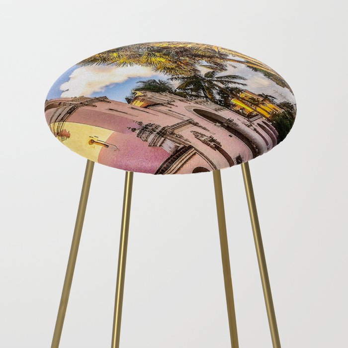 Tropical Railroad Station Counter Stool
