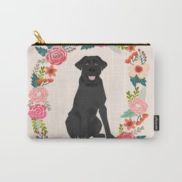 black lab floral wreath flowers dog breed gifts labrador retriever Carry-All Pouch