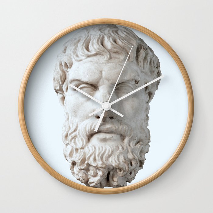 Epicurus Art Print, Portrait of Epicurus, Philosophy, Epicurus Bust, Epicurus Photo, Epicurus Art Print, Modern Home Decor, Blue, Epicurus Bust Print Wall Clock
