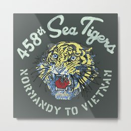458th Sea Tigers Metal Print | 458Thseatigers, Tiger, Illustration, Graphic Design, Usarmy, Vietnam, Normandy, Typography, Vintage, Painting 