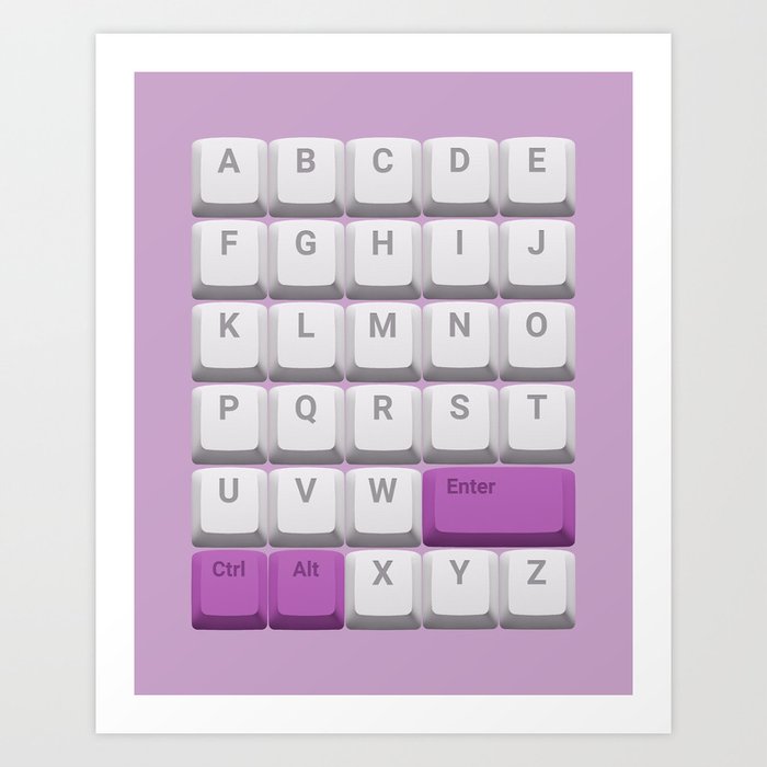 Keyboard Alphabet - Purple Art Print