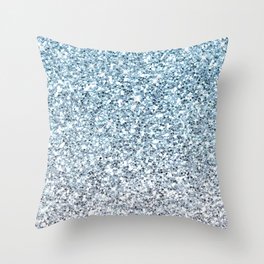 Silver Blue Glitters Sparkles Texture Throw Pillow