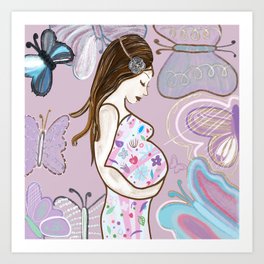 Pregnancy Art Print | Family, Motherlove, Love, Pastel, Women, Acrylic, Mom, Pregnancy, Mama, Mother 