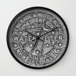 New Orleans Water Meter Louisiana Crescent City NOLA Water Board Metalwork Grey Silver Wall Clock