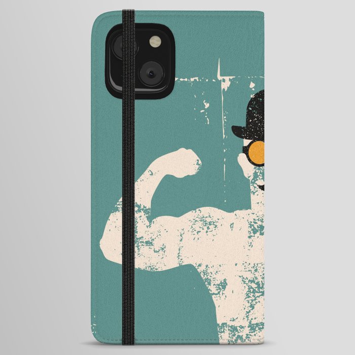a cool strong man with a mustache iPhone Wallet Case