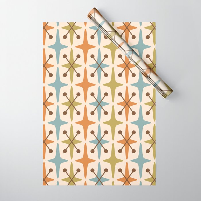 Mid Century Modern Googie Star Pattern Mid Mod Wrapping Paper