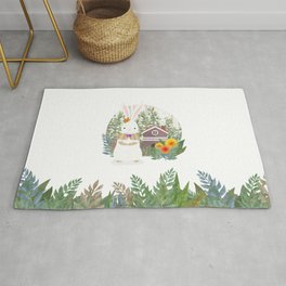 Bunny in the forest Rug