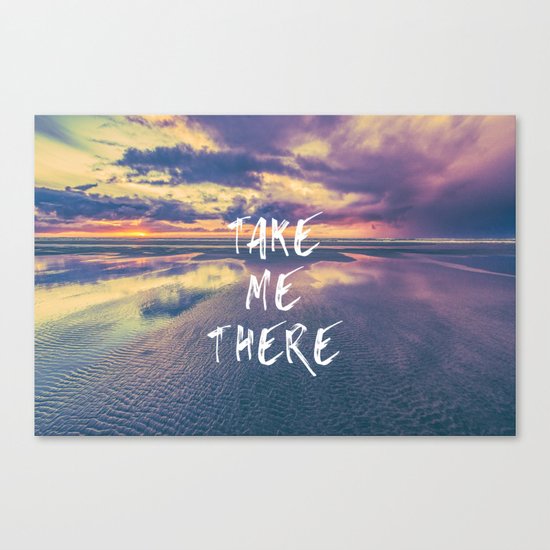 Take Me There Beach Sunset Text Canvas Print