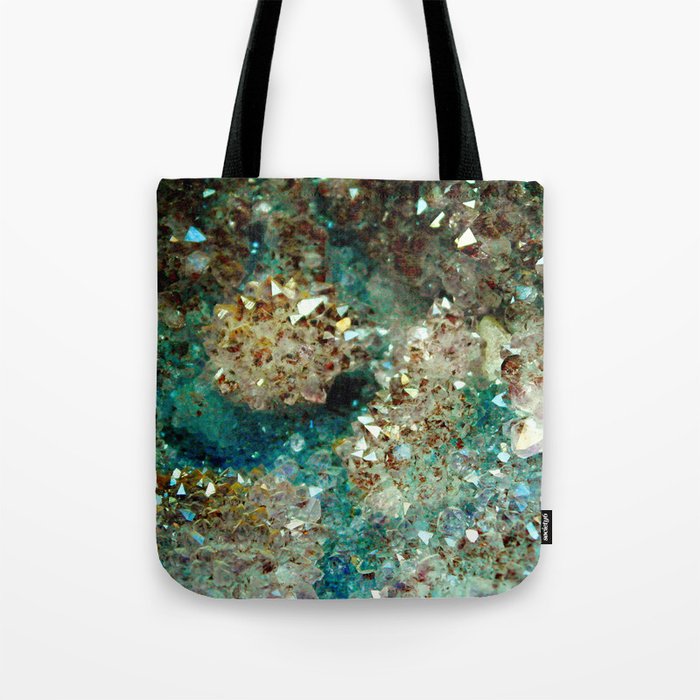 SPARKLING GOLD AND TURQUOISE CRYSTAL Tote Bag