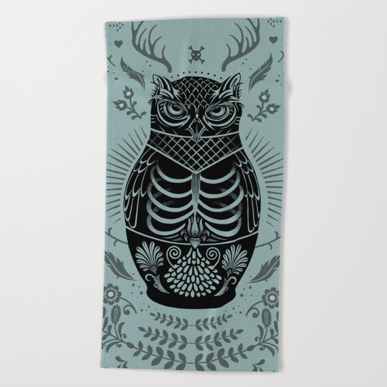 Owl Nesting Doll (Matryoshka) Beach Towel
