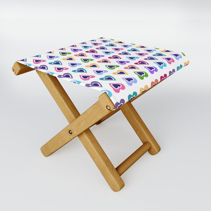 Tiny Rainbow Love Hearts Folding Stool