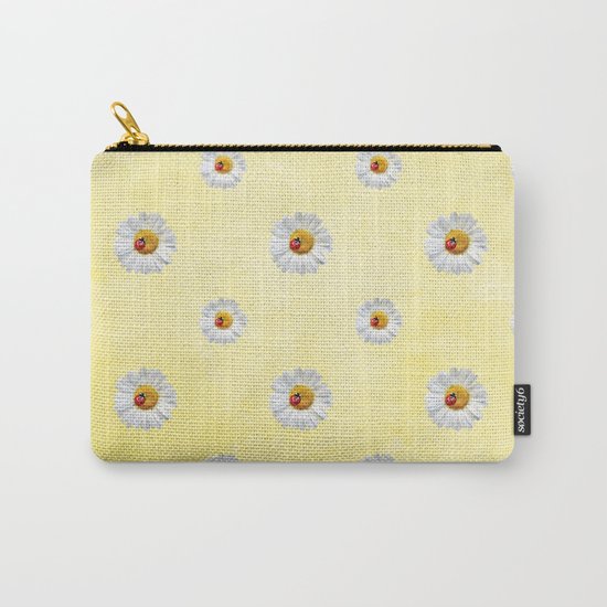 Daisies in love- Yellow Daisy Flower Floral pattern with Ladybug on #Society6 Carry-All Pouch